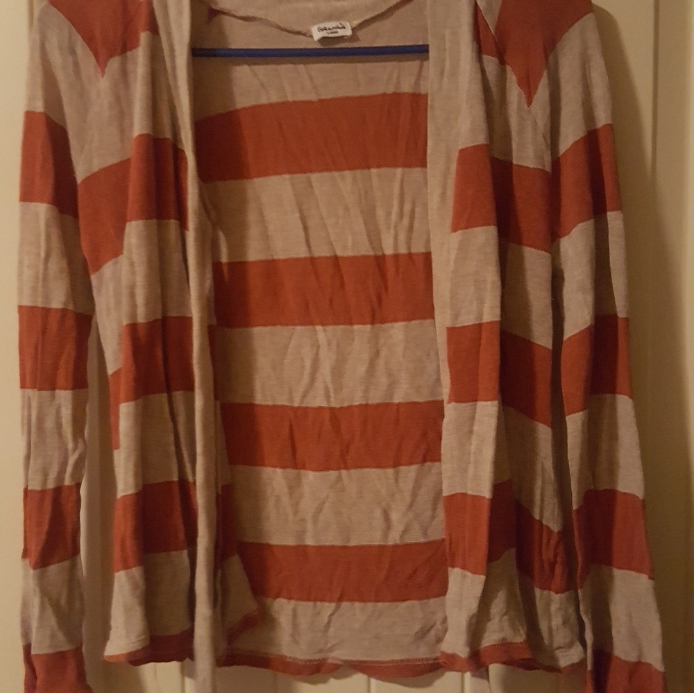 Kids Cardigan, Orange and Tan Stripped